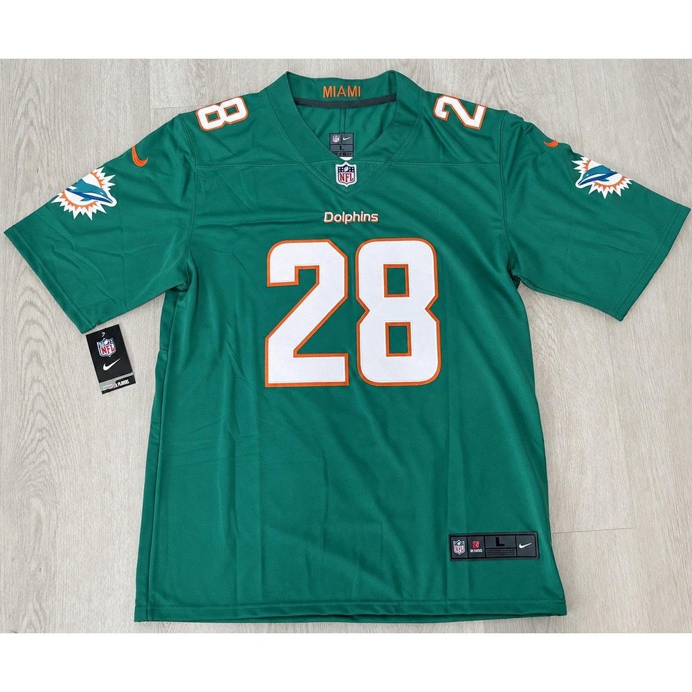 Miami Dolphins De'Von Achane #28 Nike On Field Jersey Green Men's L